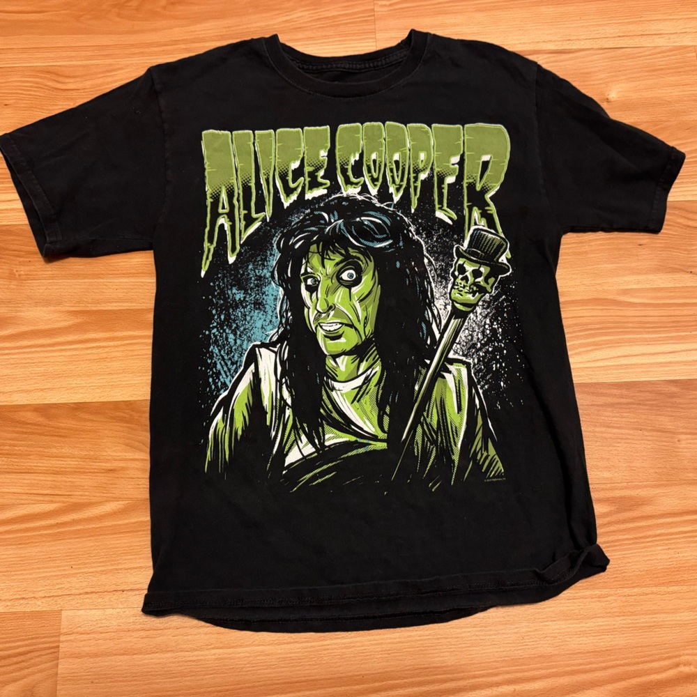 Alice Cooper Black Green Retro Graphic Band Tee Size Small Unisex